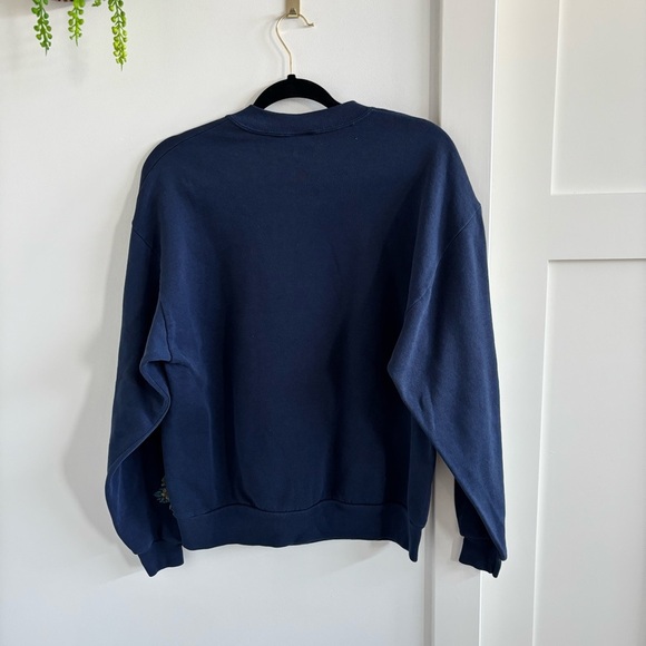 Vintage 90's Navy Blue Morning Sun Floral Graphic Crewneck Sweatshirt Size Large - Picture 6 of 10